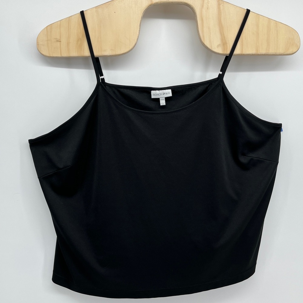 VTG Fashion Bug Plus Size 26/28W Black Camisole Spaghetti Strap Y2K 4X